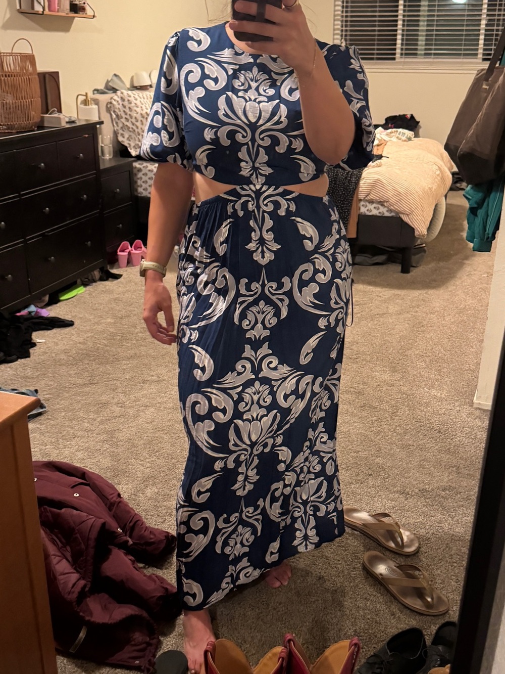 AF Puff sleeve cutout maxi dress